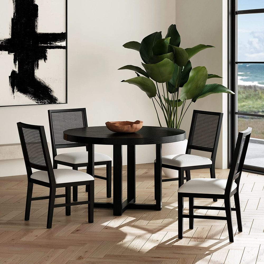 Picket House Furnishings -  Grenada Dining Chair with White Fabric in Black Set of 2 - D-16730-8-SC view 8