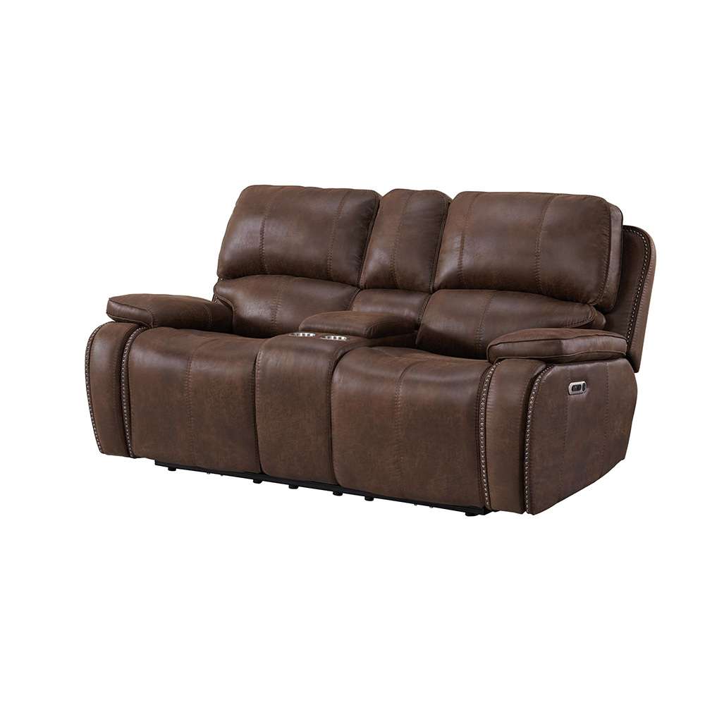 Picket House Furnishings - Grover Power Motion Loveseat with Power Motion Head Recliner & Console in Heritage Brown - U-5230-8640-285PP veiw 1