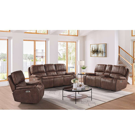 Picket House Furnishings - Grover Power Motion Loveseat with Power Motion Head Recliner & Console in Heritage Brown - U-5230-8640-285PP veiw 2