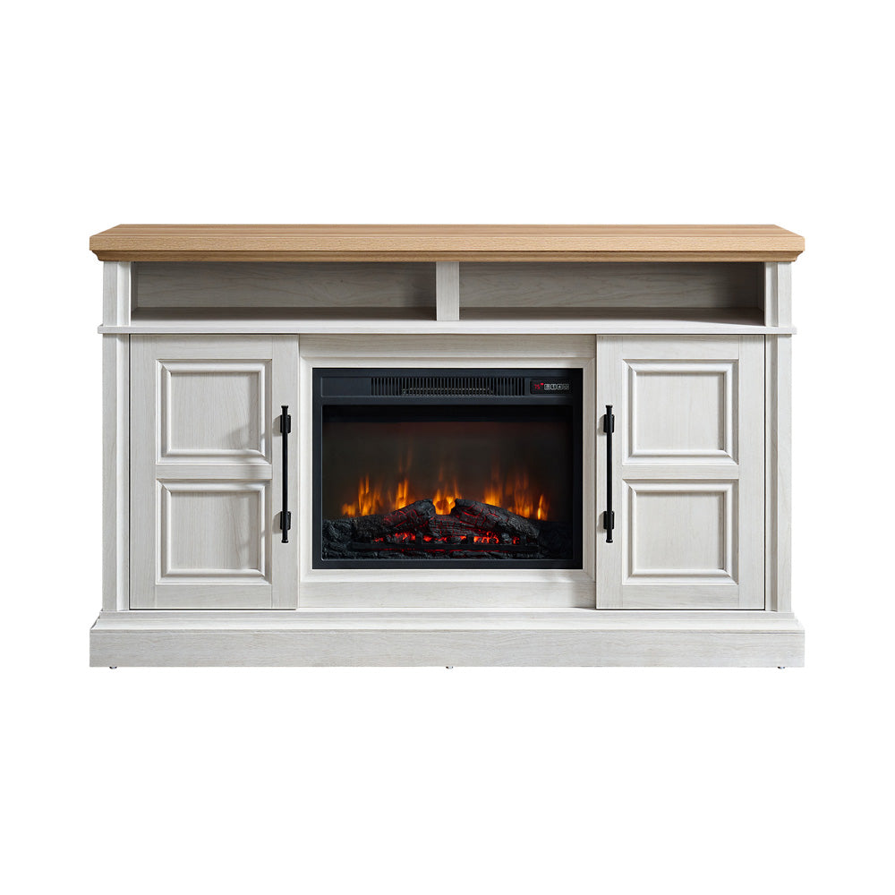 Picket House Furnishings - Harriet Console with 23" Fireplace Insert in White & Natural - LA-16840-7-FP view 2