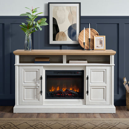 Picket House Furnishings - Harriet Console with 23" Fireplace Insert in White & Natural - LA-16840-7-FP view 5