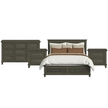 Picket House Furnishings - Henrik King Storage 4PC Bedroom Set in Grey - B-13030-3-KSB-NSDR view 1