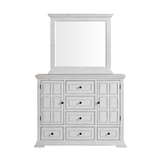 Picket House Furnishings - Hera Dresser and Mirror Set in Rustic White - B-15720-7-DRMR veiw 2