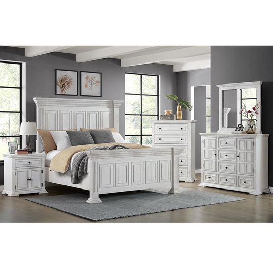 Picket House Furnishings - Hera King Panel 5PC Bedroom Set in Rustic White - B-15720-7-KB-5PC veiw 1