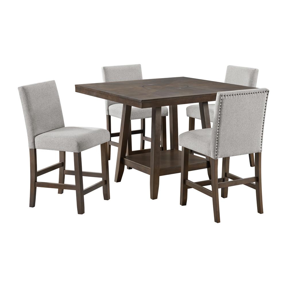 Picket House Furnishings -  Hester  5PC Counter Height Dining Set in Brown-Table and Four Chairs - D-7670-5-CT-5PC veiw 1