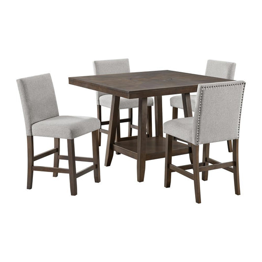 Picket House Furnishings -  Hester  5PC Counter Height Dining Set in Brown-Table and Four Chairs - D-7670-5-CT-5PC veiw 1