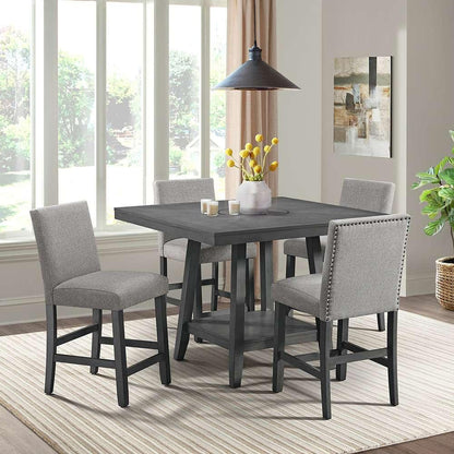 Picket House Furnishings - Hester 5PC Counter Height Dining Set in Grey-Table and Four Chairs - D-7670-3-5PC veiw 2