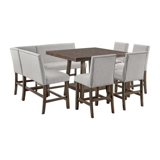 Picket House Furnishings -  Hester 8PC Counter Height Dining Set in Brown-Table, Four Chairs and Complete Bench - D-7670-5-CT-8PC veiw 1