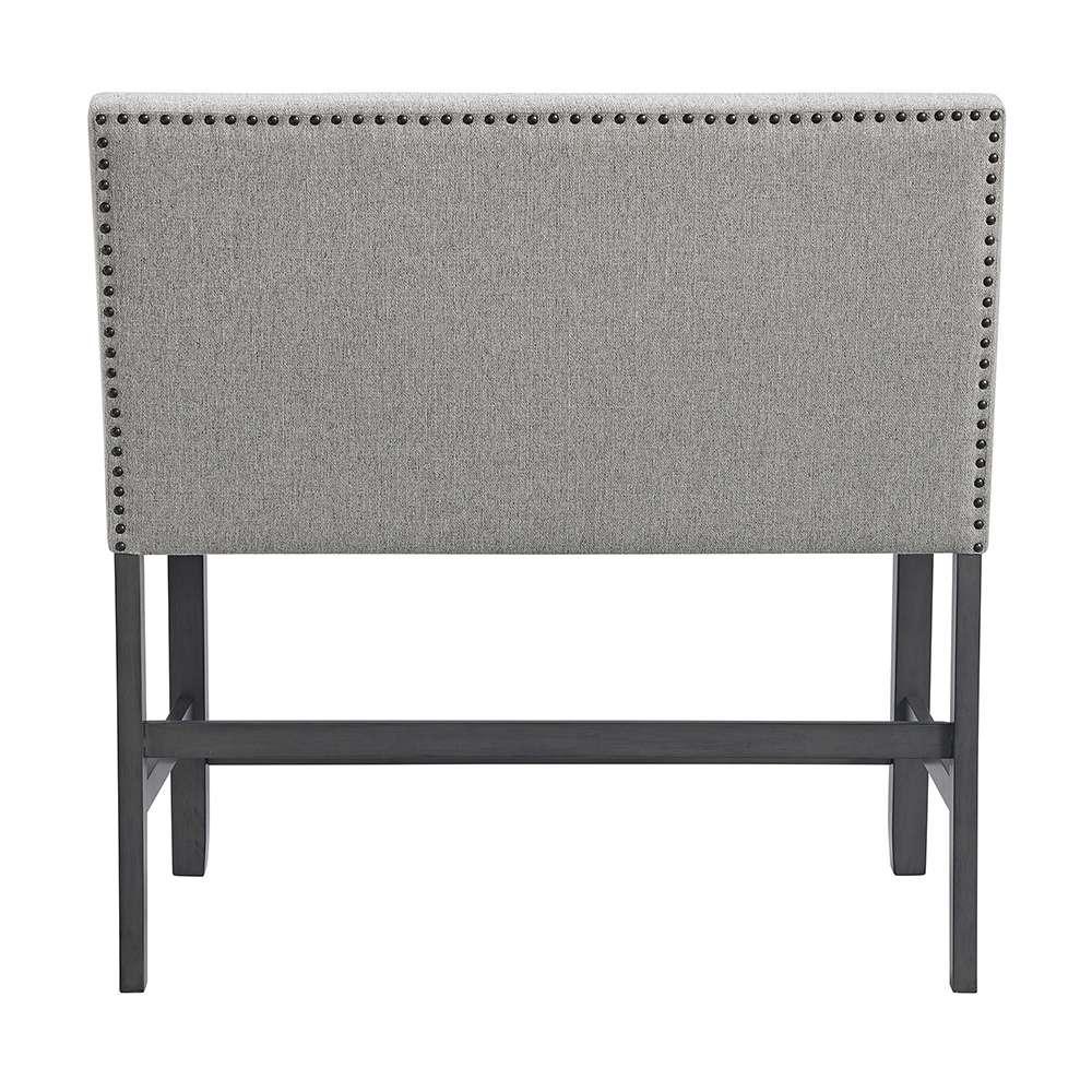 Picket House Furnishings - Hester Counter Bench with Upholstered Back and Grey Fabric in Grey - D-7670-3-CBN2 veiw 3