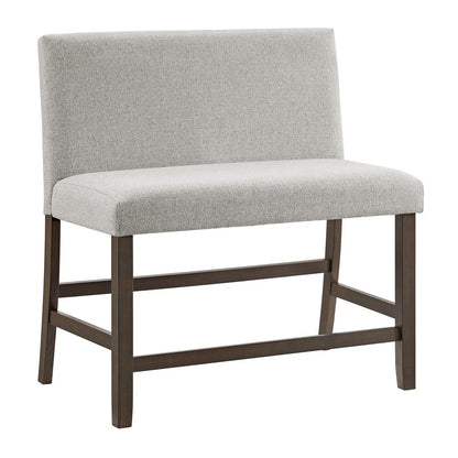 Picket House Furnishings -  Hester Counter Bench with Upholstered Back and Grey Fabric in Brown - D-7670-5-CBN2 veiw 1