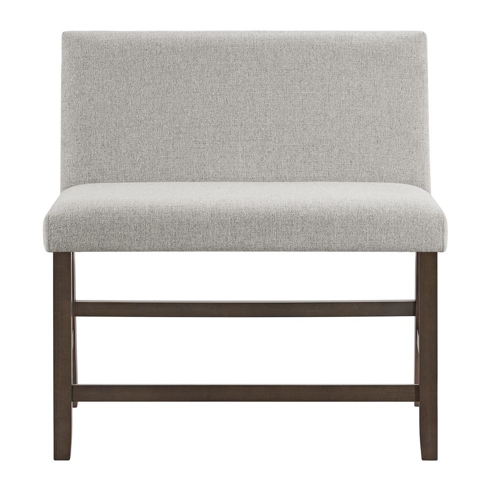 Picket House Furnishings -  Hester Counter Bench with Upholstered Back and Grey Fabric in Brown - D-7670-5-CBN2 veiw 2