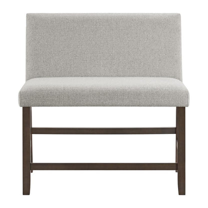 Picket House Furnishings -  Hester Counter Bench with Upholstered Back and Grey Fabric in Brown - D-7670-5-CBN2 veiw 2