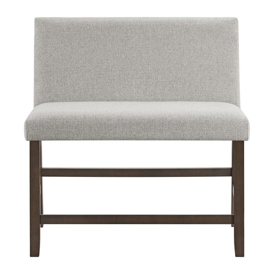 Picket House Furnishings -  Hester Counter Bench with Upholstered Back and Grey Fabric in Brown - D-7670-5-CBN2 veiw 2