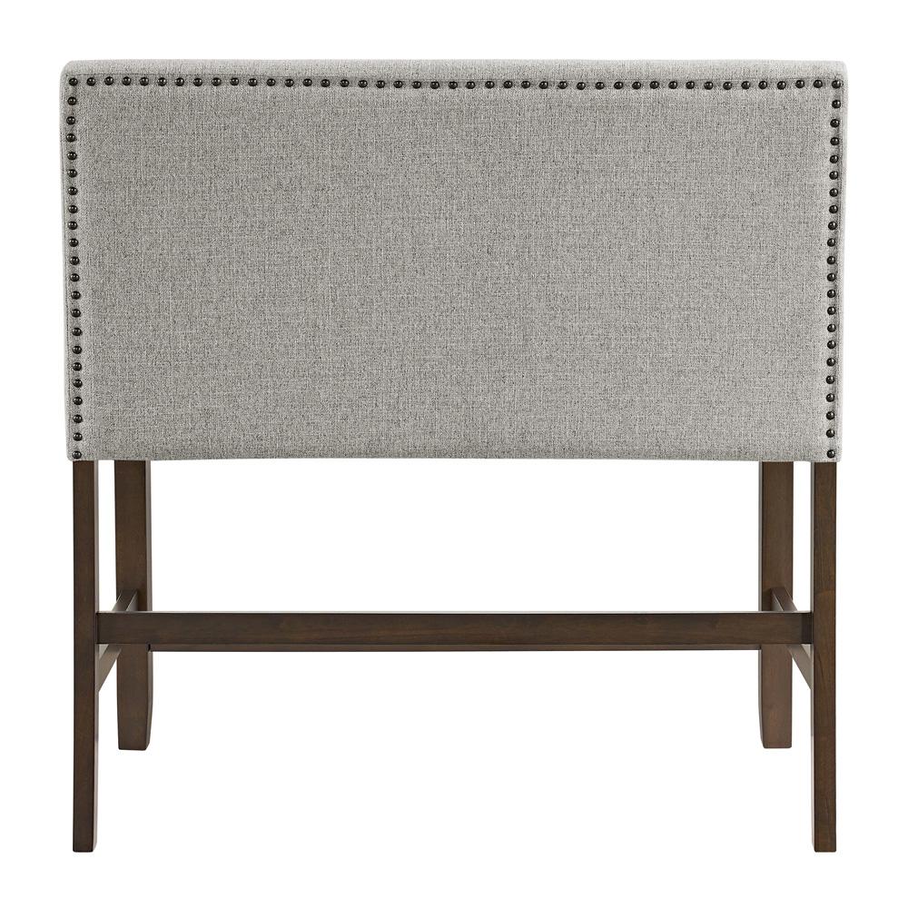 Picket House Furnishings -  Hester Counter Bench with Upholstered Back and Grey Fabric in Brown - D-7670-5-CBN2 veiw 3