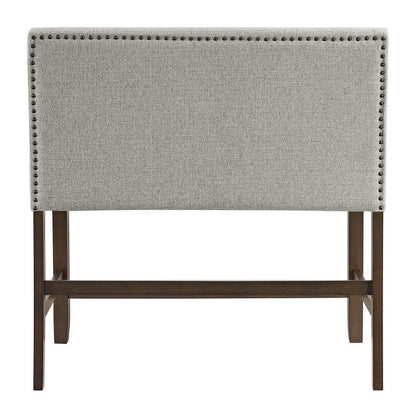 Picket House Furnishings -  Hester Counter Bench with Upholstered Back and Grey Fabric in Brown - D-7670-5-CBN2 veiw 3