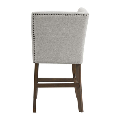 Picket House Furnishings -  Hester Counter Corner Bench with Upholstered Back and Grey Fabric in Brown - D-7670-5-CCBN veiw 3