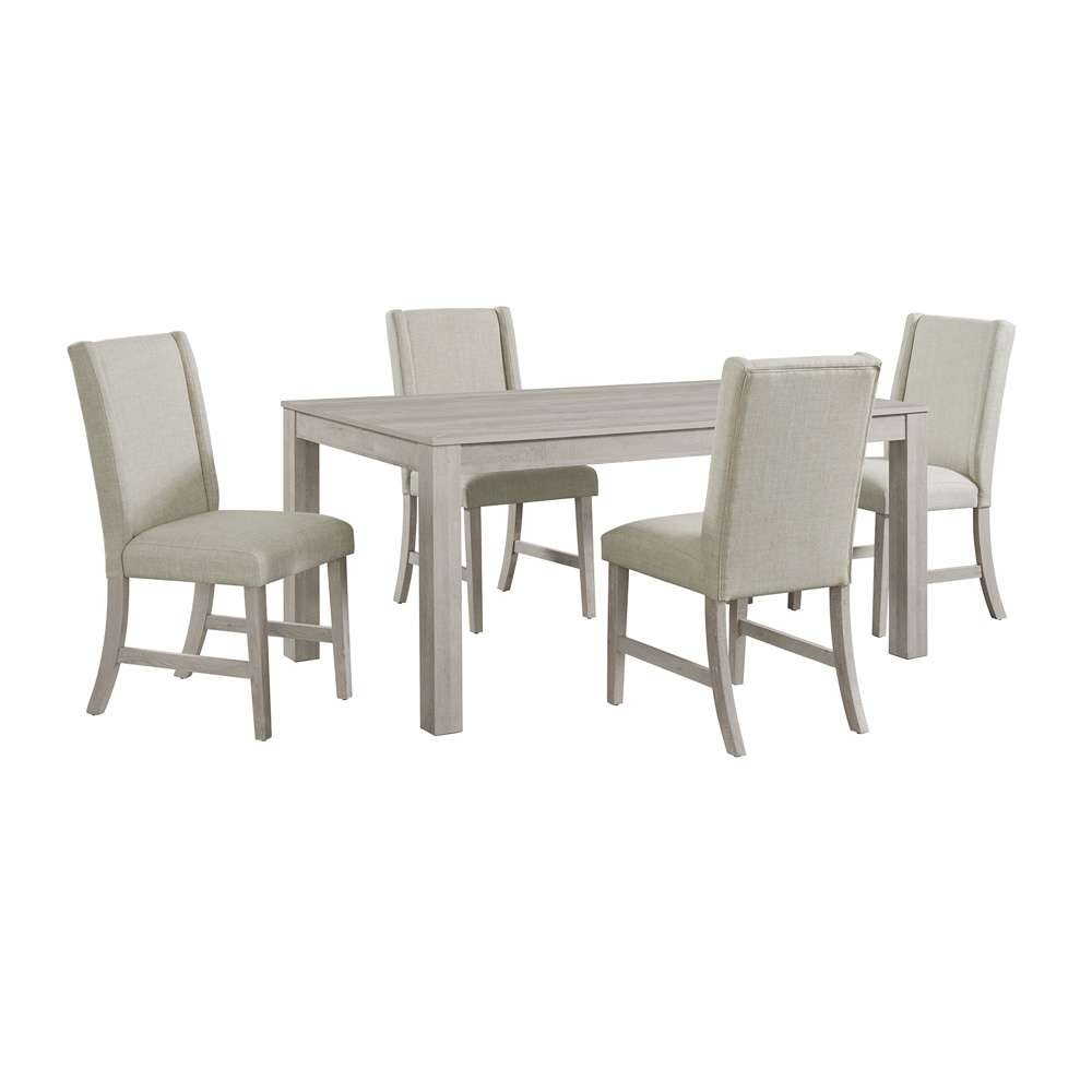 Picket House Furnishings - Holmes 5PC Standard Height Dining Set in White-Rectangular Table and Four Chairs - D-6460-3-DT-5PC veiw 1
