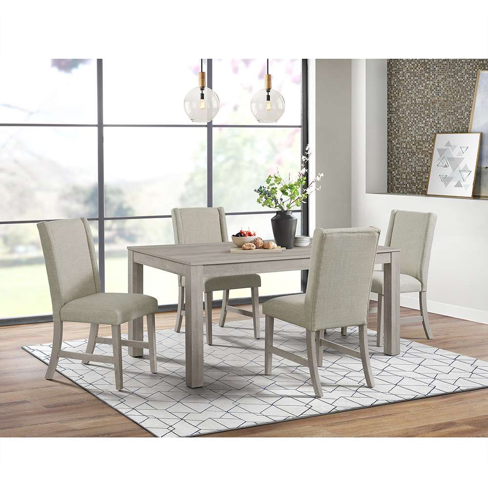 Picket House Furnishings - Holmes 5PC Standard Height Dining Set in White-Rectangular Table and Four Chairs - D-6460-3-DT-5PC veiw 2