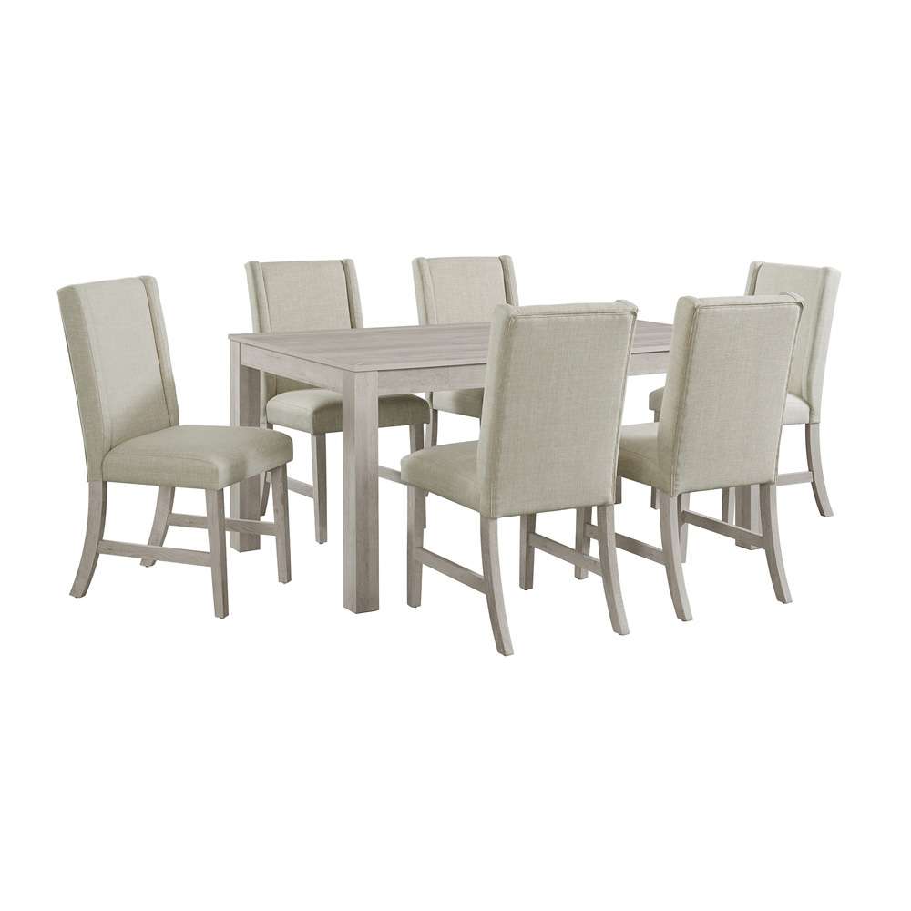 Picket House Furnishings - Holmes 7PC Standard Height Dining Set in White-Rectangular Table and Six Chairs - D-6460-3-DT-7PC veiw 1