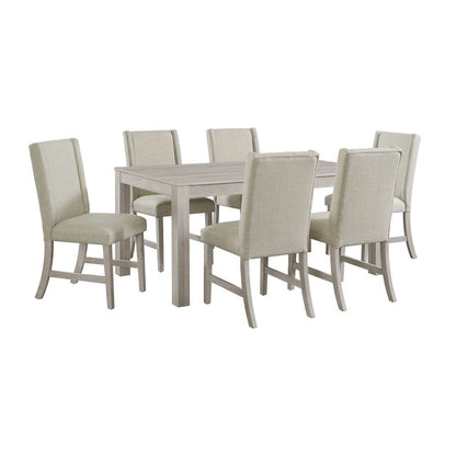 Picket House Furnishings - Holmes 7PC Standard Height Dining Set in White-Rectangular Table and Six Chairs - D-6460-3-DT-7PC veiw 1