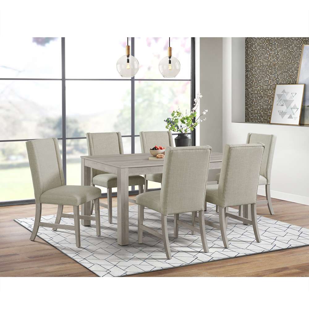 Picket House Furnishings - Holmes 7PC Standard Height Dining Set in White-Rectangular Table and Six Chairs - D-6460-3-DT-7PC veiw 2