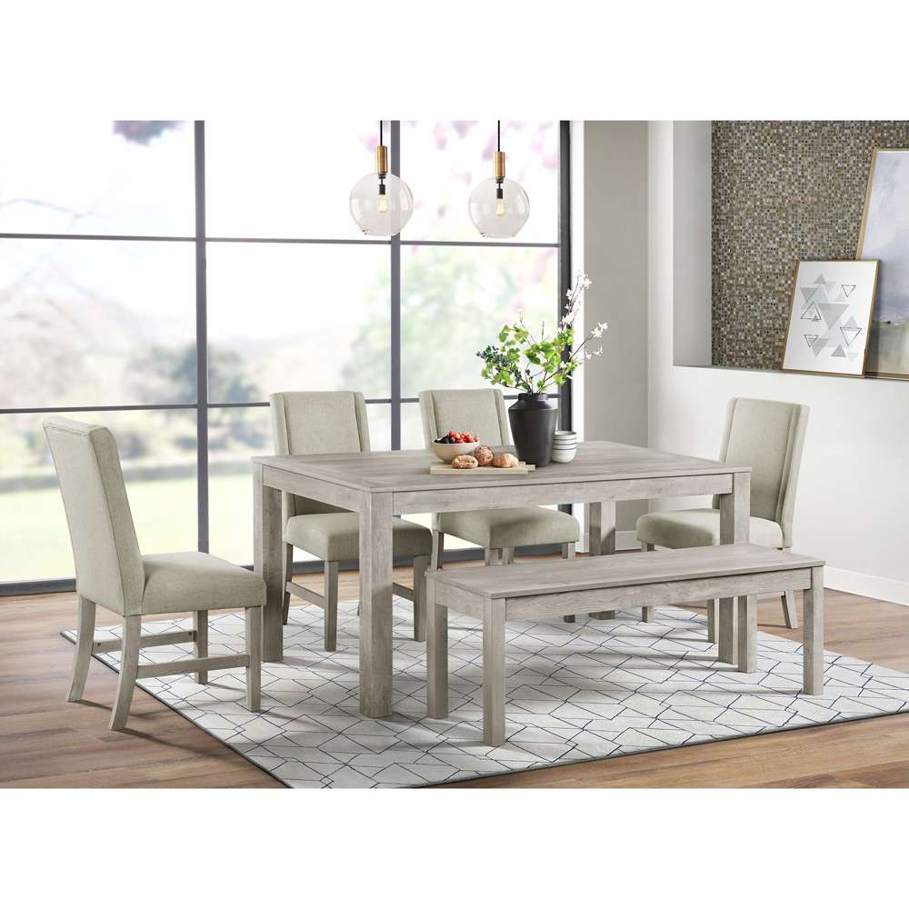 Picket House Furnishings - Holmes Dining Bench in White - D-6460-3-BN veiw 2