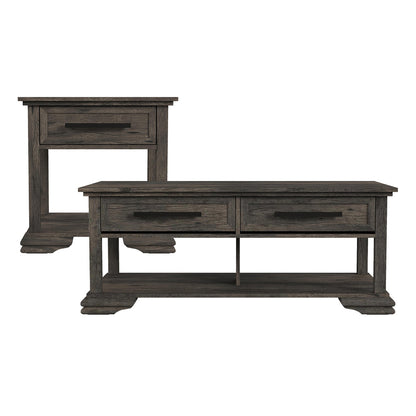 Picket House Furnishings - Hyde 2PC Occasional Table Set in Charcoal-Coffee Table & End Table - T-13130-5-2PC view 1