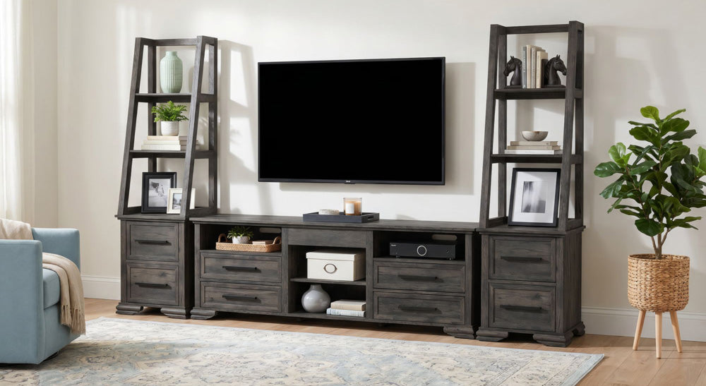 Picket House Furnishings - Hyde 3PC Entertainment Unit With 82'' TV Console in Charcoal - LA-13130-5-TV3-3PC view 8