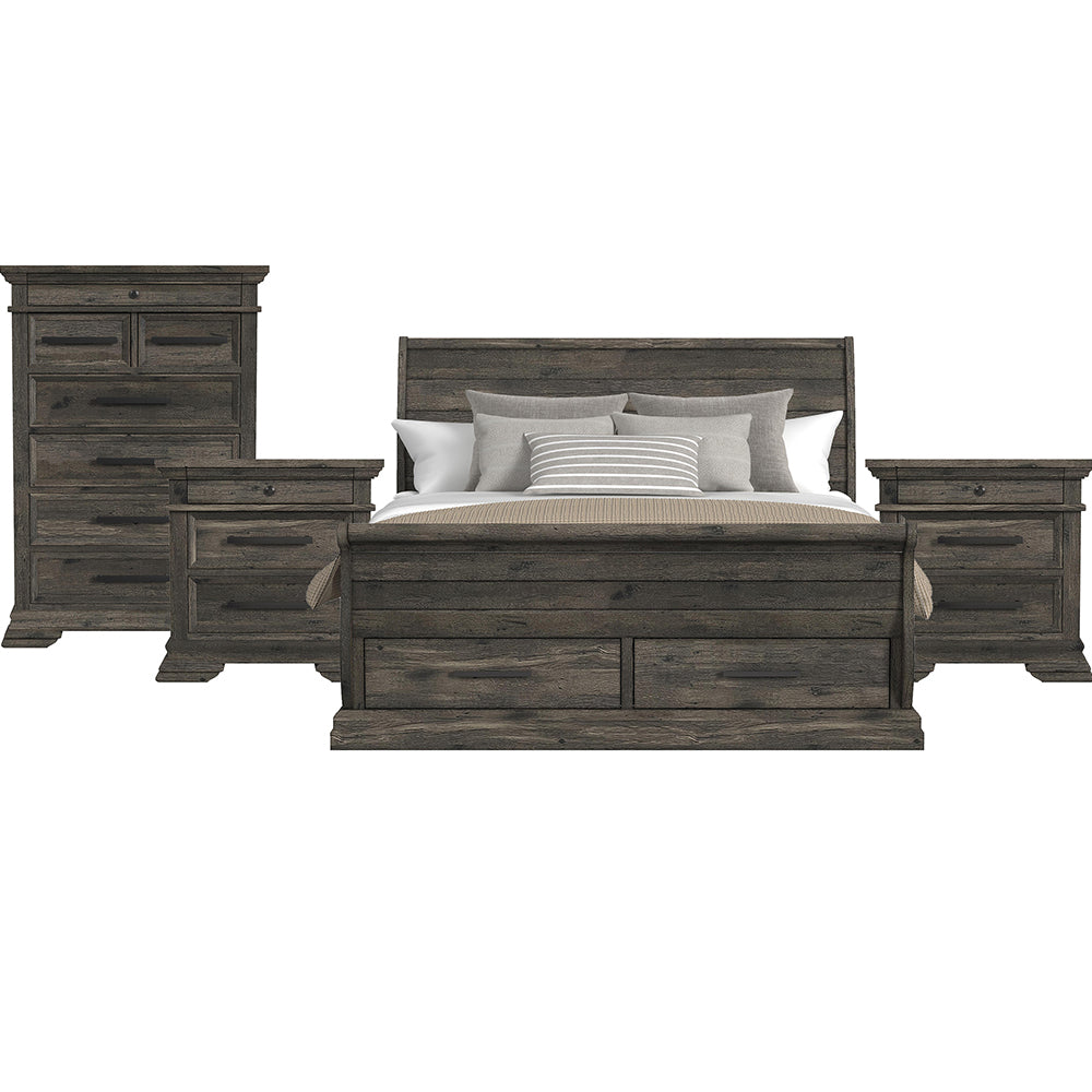 Picket House Furnishings - Hyde King Sleigh Storage 4PC Bedroom Set in Charcoal - B-13130-8-KSLB-NSCH view 1