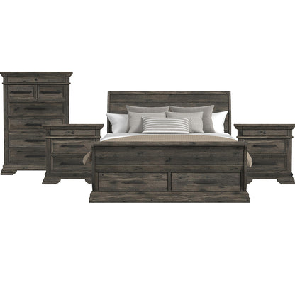 Picket House Furnishings - Hyde King Sleigh Storage 4PC Bedroom Set in Charcoal - B-13130-8-KSLB-NSCH view 1