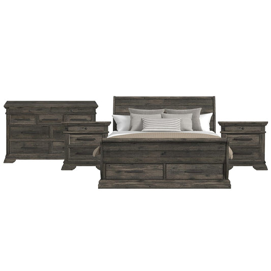 Picket House Furnishings - Hyde King Sleigh Storage 4PC Bedroom Set in Charcoal - B-13130-8-KSLB-NSDR view 1
