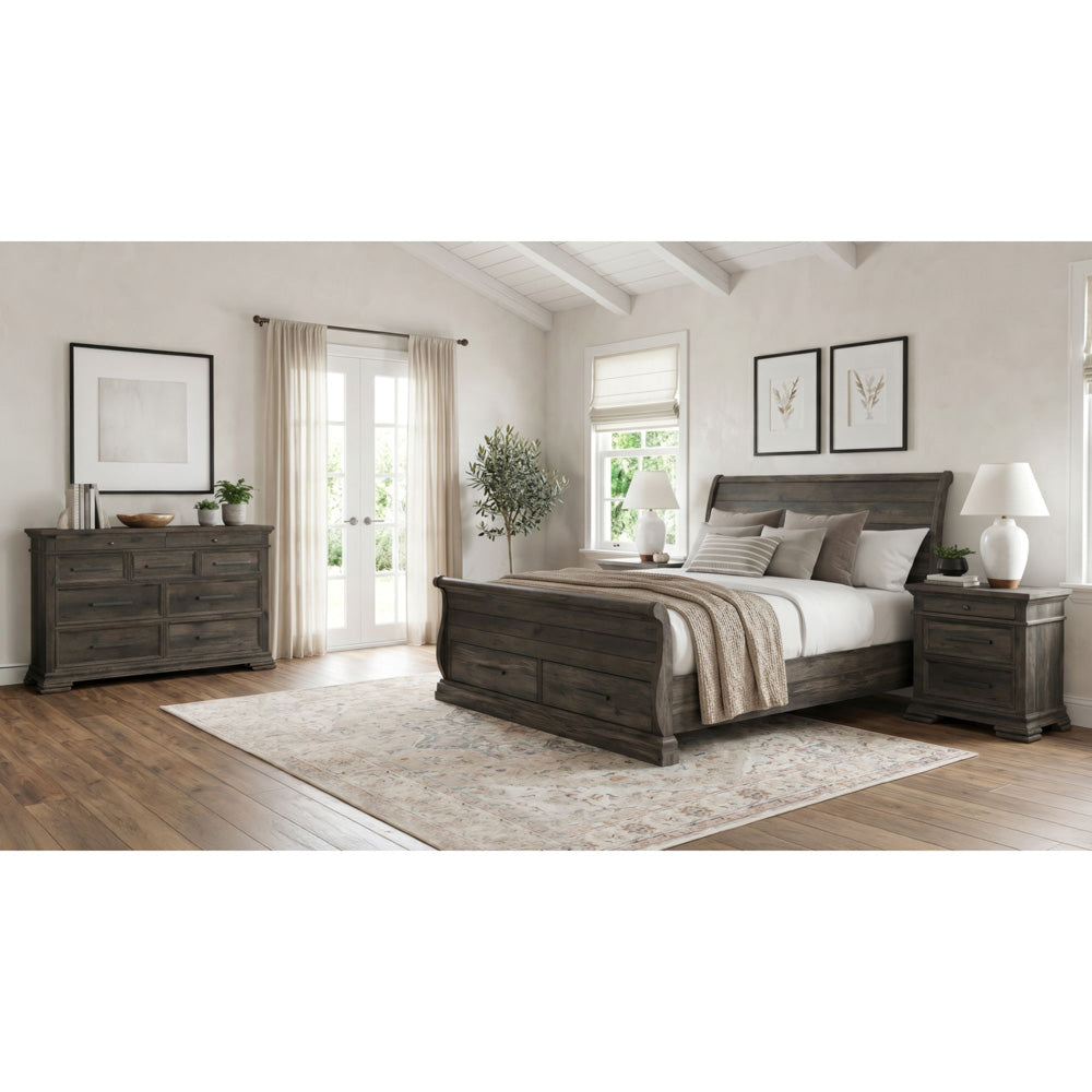 Picket House Furnishings - Hyde King Sleigh Storage 4PC Bedroom Set in Charcoal - B-13130-8-KSLB-NSDR view 3