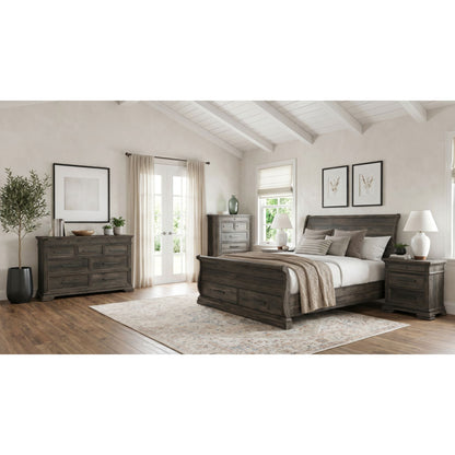 Picket House Furnishings - Hyde King Sleigh Storage 5PC Bedroom Set in Charcoal - B-13130-8-KSLB-NSDRC view 3