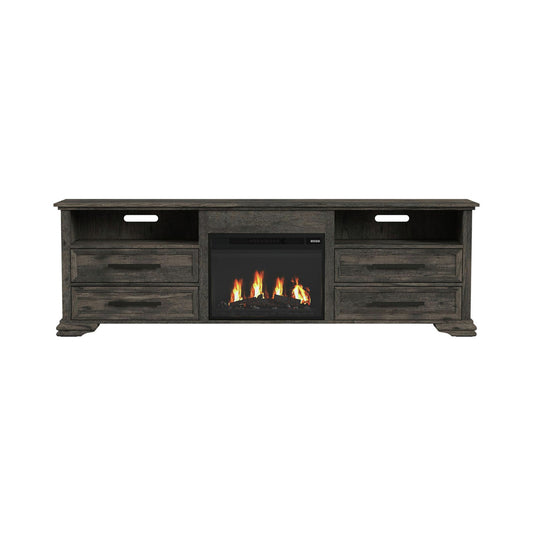 Picket House Furnishings - Hyde KIT - 82'' TV Console with Fireplace Insert in Charcoal - LA-13130-5-TV3FPK view 2