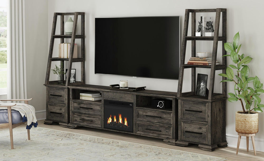 Picket House Furnishings - Hyde KIT - 82'' TV Console with Fireplace Insert in Charcoal - LA-13130-5-TV3FPK view 5