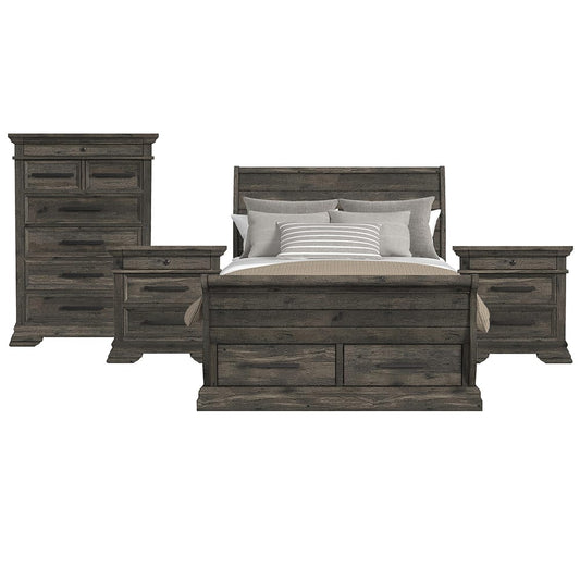 Picket House Furnishings - Hyde Queen Sleigh Storage 4PC Bedroom Set in Charcoal - B-13130-8-QSLB-NSCH view 1