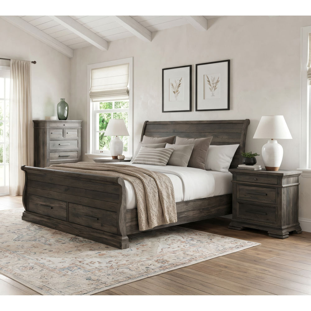 Picket House Furnishings - Hyde Queen Sleigh Storage 4PC Bedroom Set in Charcoal - B-13130-8-QSLB-NSCH view 3