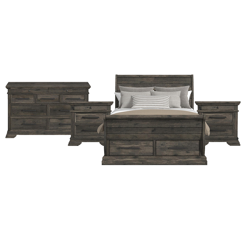 Picket House Furnishings - Hyde Queen Sleigh Storage 4PC Bedroom Set in Charcoal - B-13130-8-QSLB-NSDR view 1