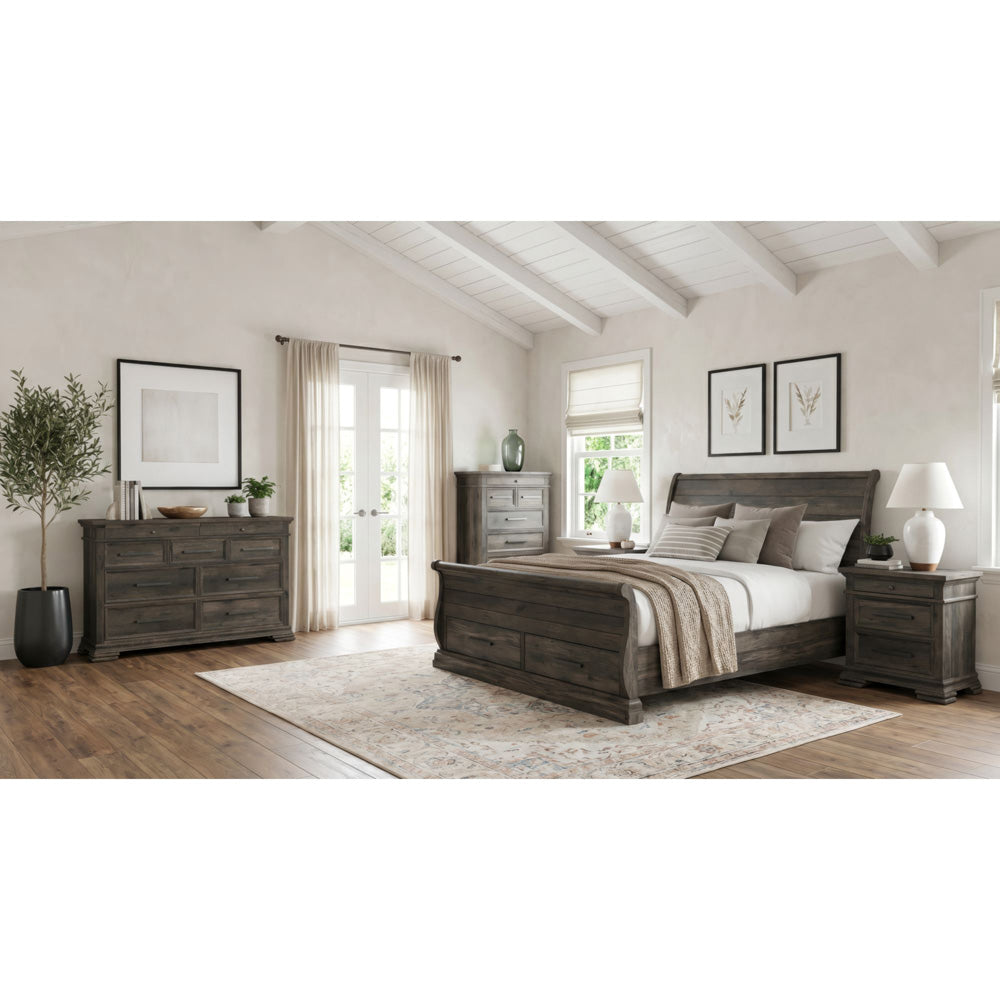 Picket House Furnishings - Hyde Queen Sleigh Storage 5PC Bedroom Set in Charcoal - B-13130-8-QSLB-NSDRC view 3