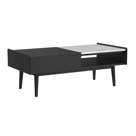 Picket House Furnishings -  Indina Coffee Table with White Marble and Lift-Top in Black - T-19150-8-CT view 1