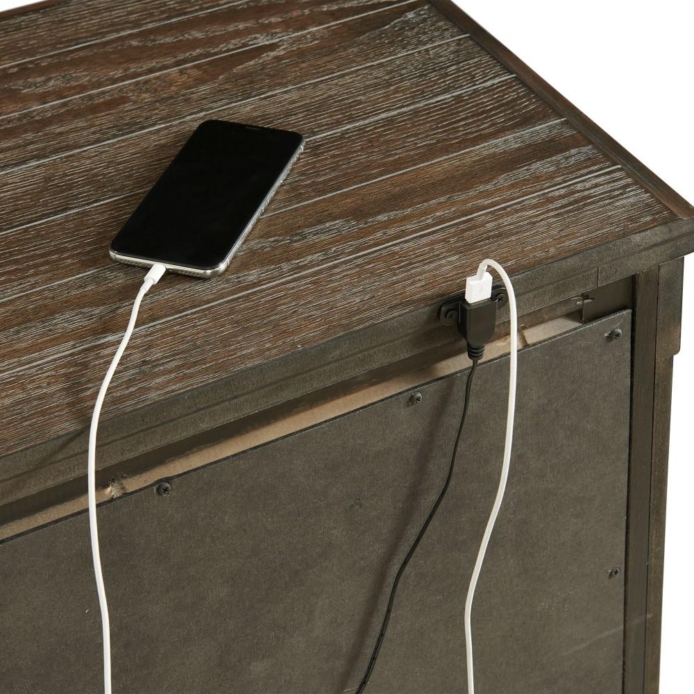 Picket House Furnishings - Jack 2-Drawer Nightstand with USB Ports in Walnut - SC300NS veiw 4