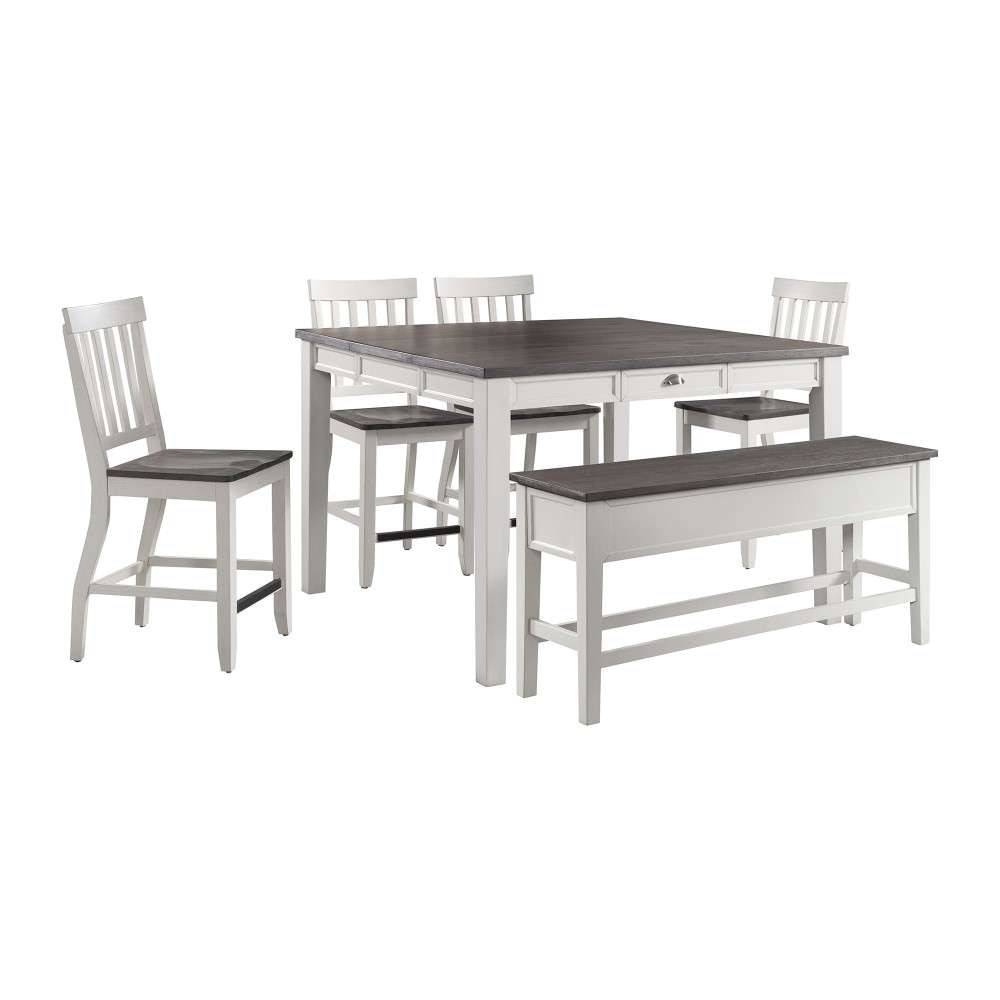 Picket House Furnishings - Jamison 6PC Counter Height Dining Set-Table, Four Chairs & Storage Bench - DKY300C6PC veiw 2