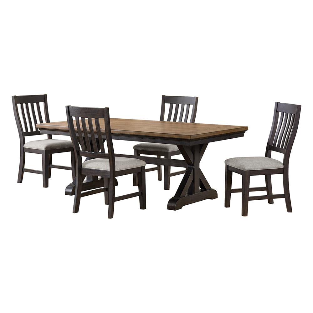 Picket House Furnishings -  Johnshaven 5PC Standard Height Dining Set in Espresso and Brown-Table and Four Chairs - D-16670-8-DT-5PC view 1