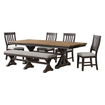 Picket House Furnishings -  Johnshaven 6PC Standard Height Dining Set in Espresso and Brown-Table, Four Chairs & Bench - D-16670-8-DT-6PC view 1