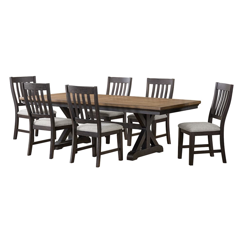 Picket House Furnishings -  Johnshaven 7PC Standard Height Dining Set in Espresso and Brown-Table and Six Chairs - D-16670-8-DT-7PC view 1