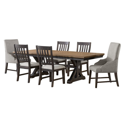 Picket House Furnishings -  Johnshaven 7PC Standard Height Dining Set in Espresso and Brown-Table, Four Chairs & Two Host Chairs - D-16670-8-DTHC-7PC view 1