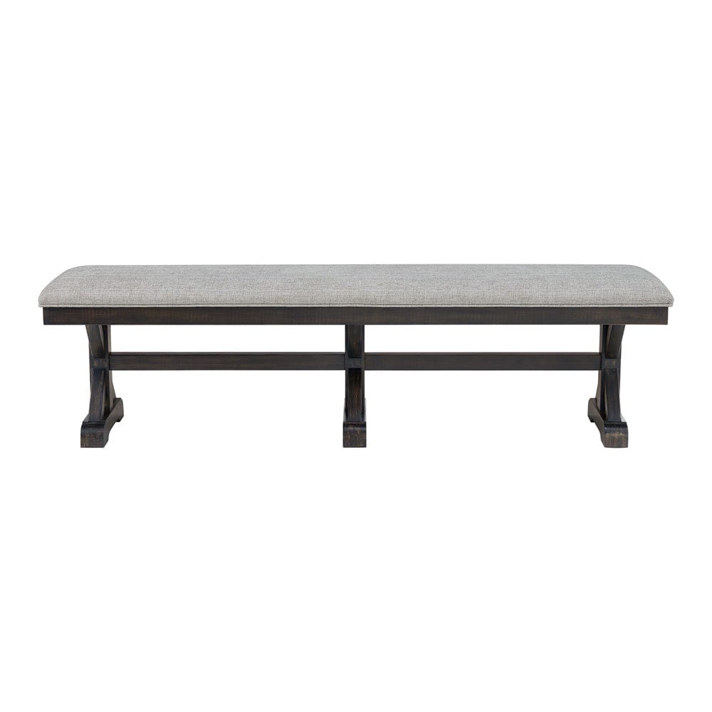 Picket House Furnishings -  Johnshaven Dining Bench with Light Grey Fabric in Espresso - D-16670-8-BN view 2