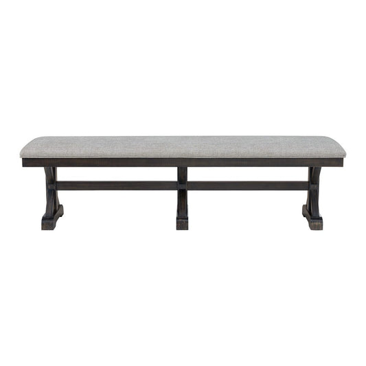 Picket House Furnishings -  Johnshaven Dining Bench with Light Grey Fabric in Espresso - D-16670-8-BN view 2