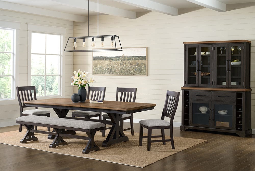 Picket House Furnishings -  Johnshaven Dining Bench with Light Grey Fabric in Espresso - D-16670-8-BN view 5