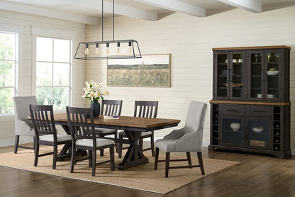 Picket House Furnishings -  Johnshaven Dining Host Chair with Light Grey Fabric in Espresso Set of 2 - D-16670-8-HC view 4